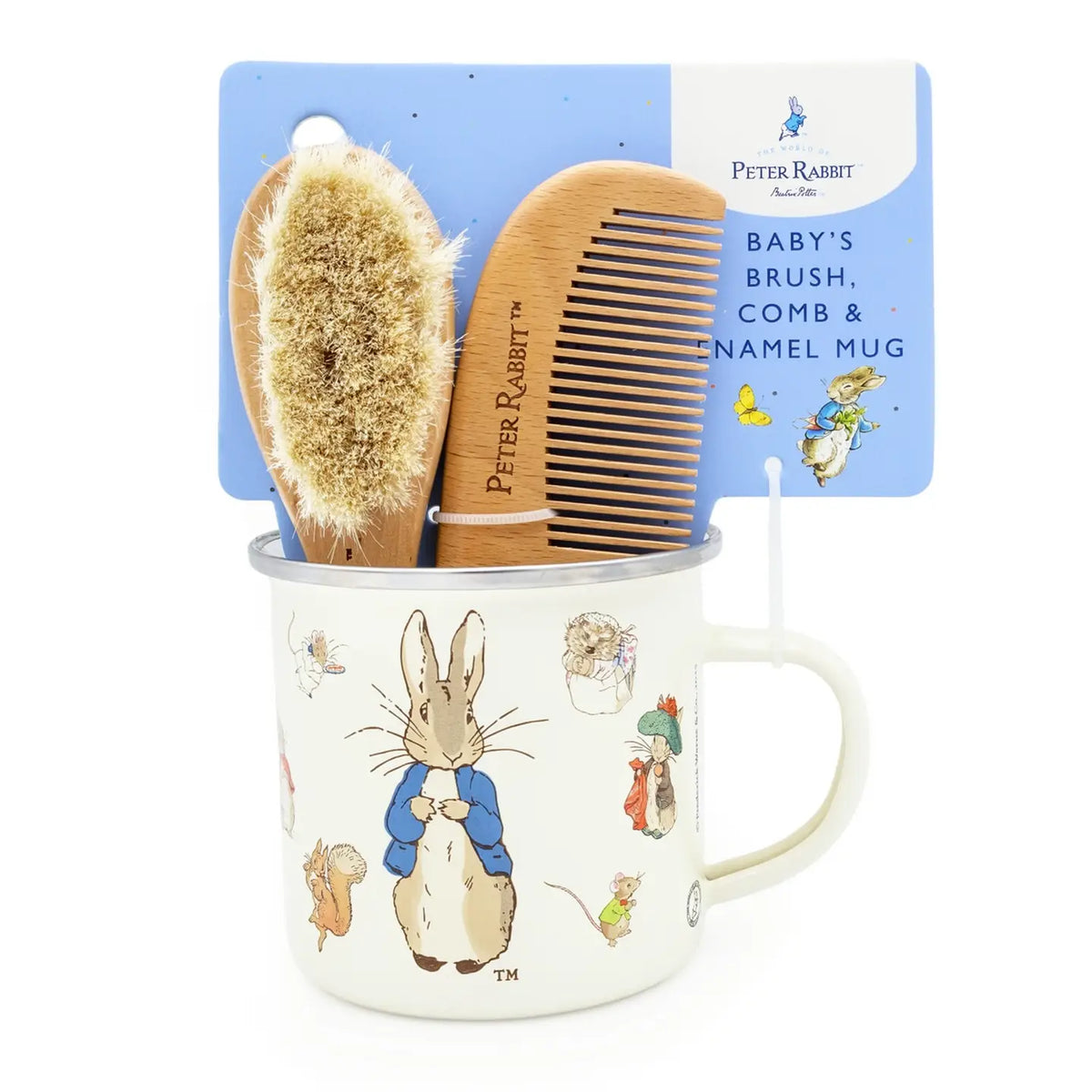 Peter Rabbit Baby Brush, Comb and Enamel Cup Gift Set