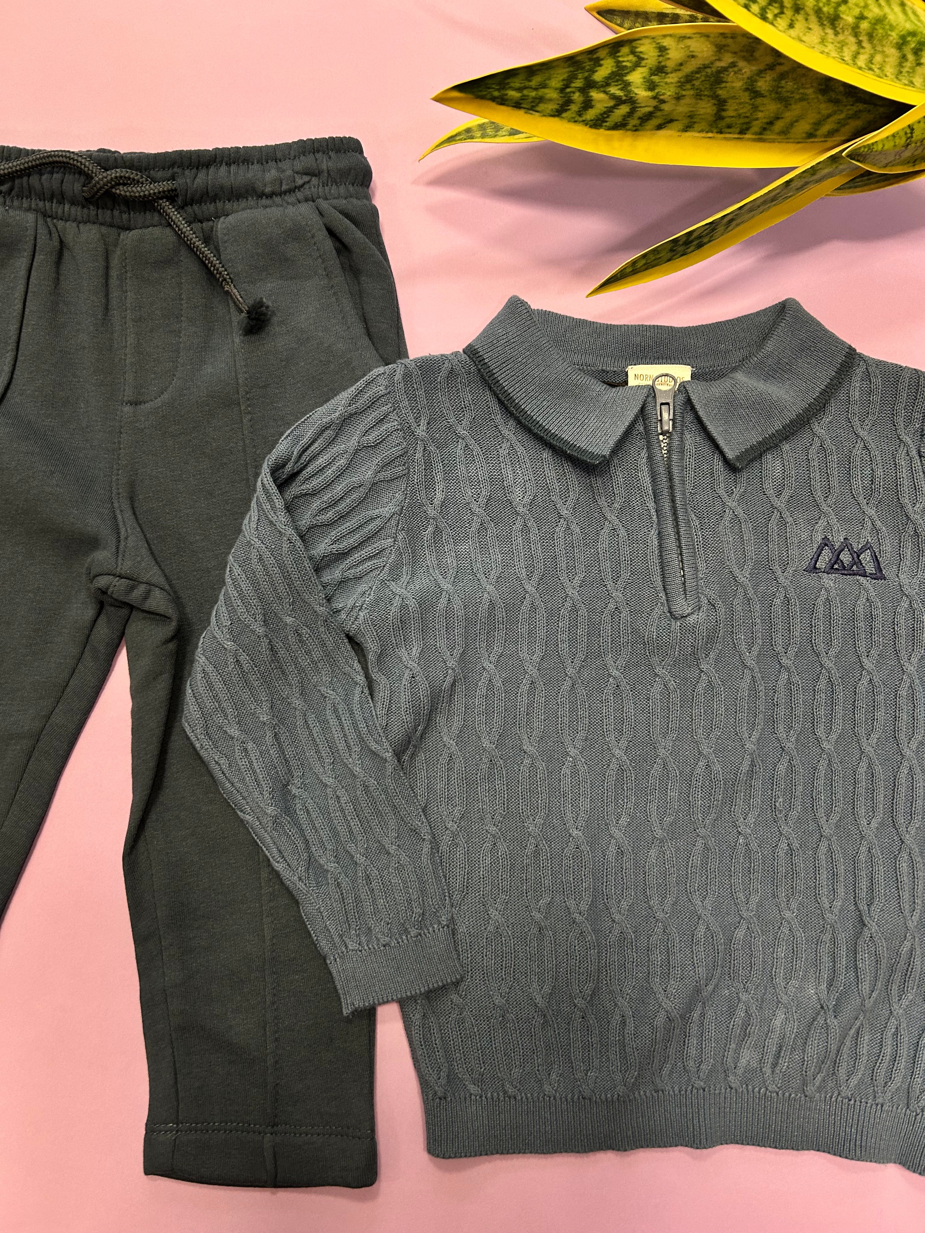 Younger Boys Knit Sweater and Jogger Outfit