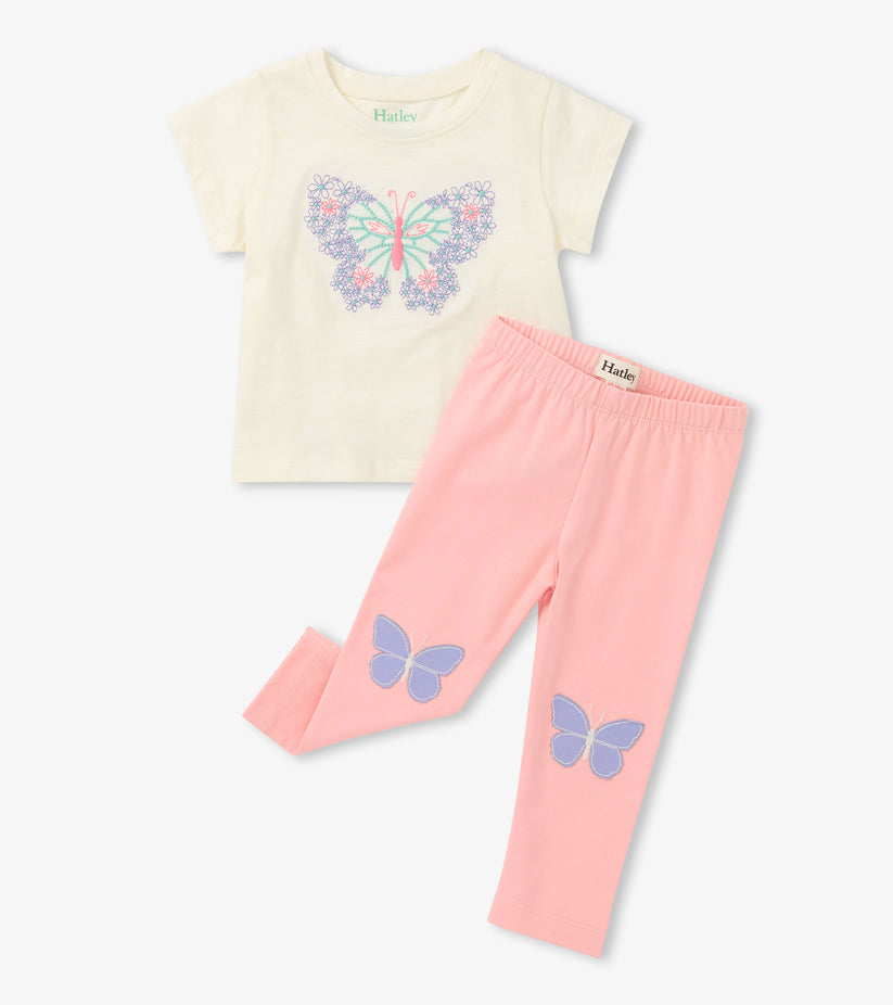 Hatley Baby Girl Butterfly Tee & Leggings Set