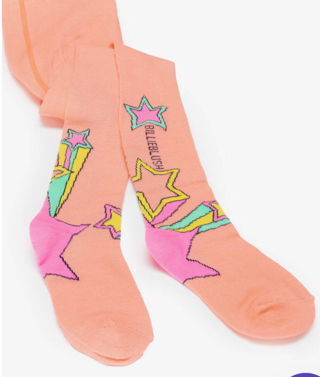 Billieblush Girls Coral Star Knit Tights