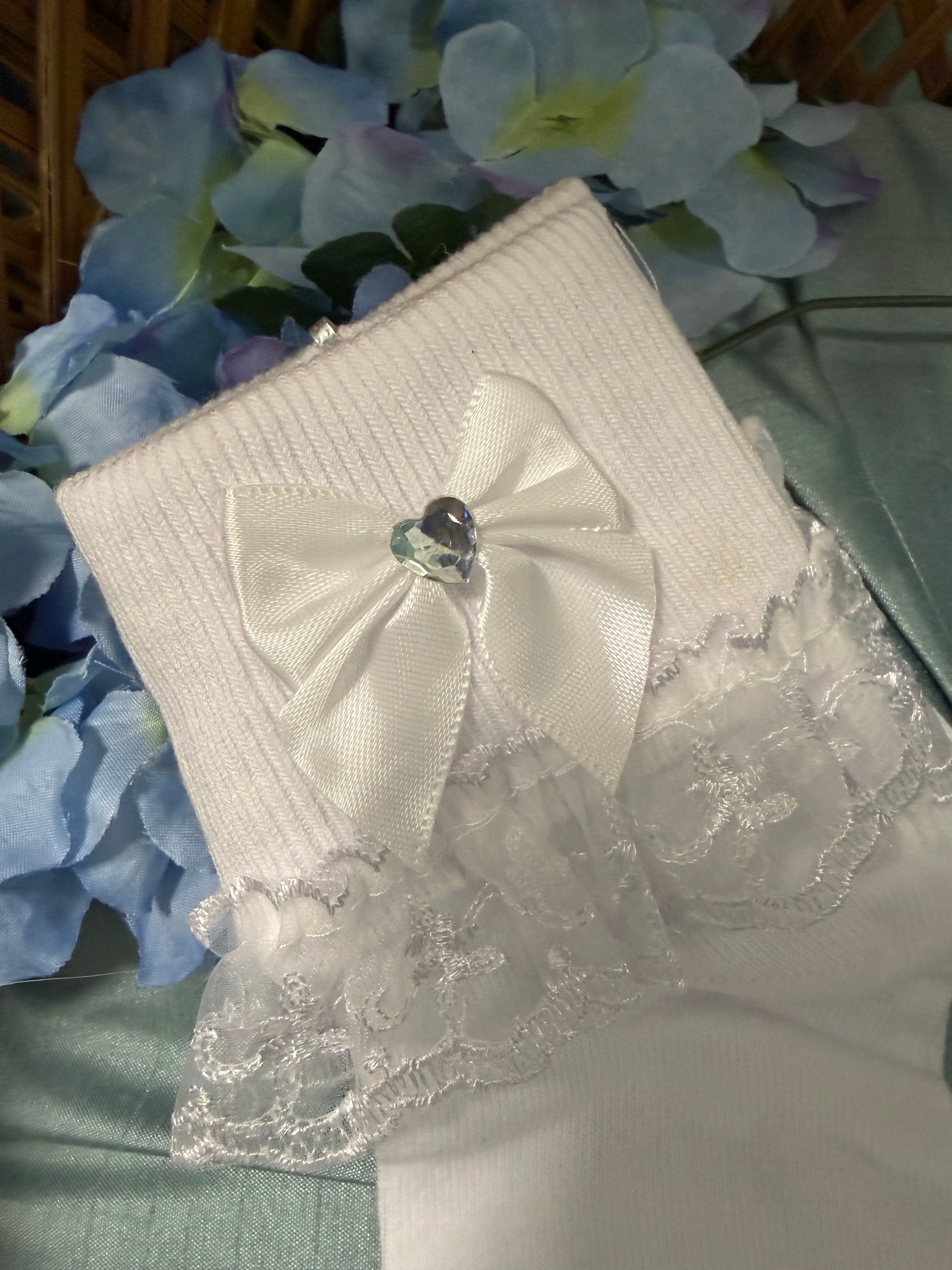 Girls Diamond Heart Communion Socks