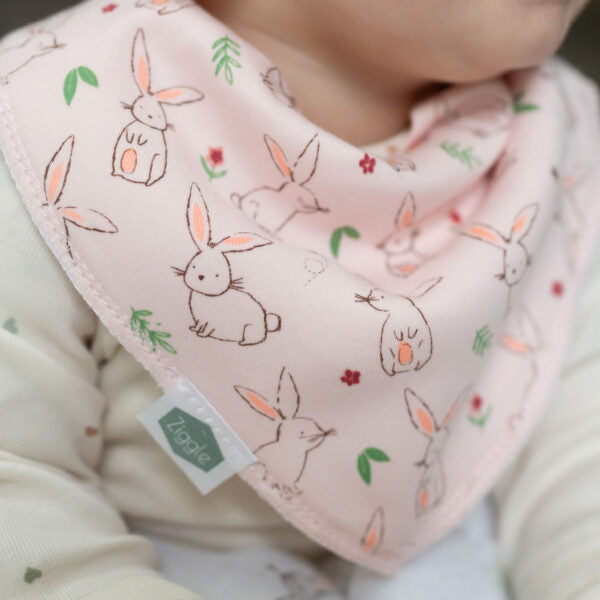 Ziggle Baby Pink Bunnies Bib
