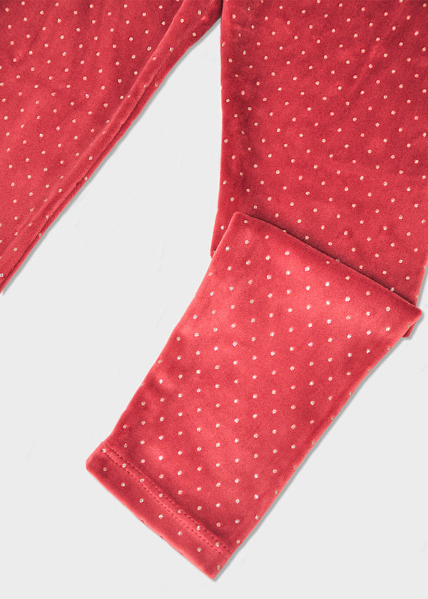 Mayoral Girls Cherry Sparkly Velvet Leggings