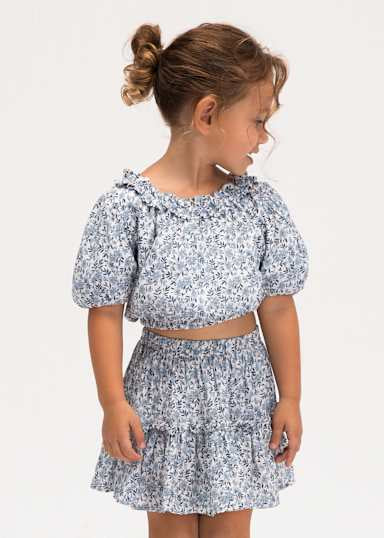 Mayoral Girls Blue Floral Flippy Skirt 3904