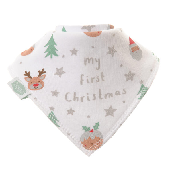 My First Christmas Bib- White reindeers