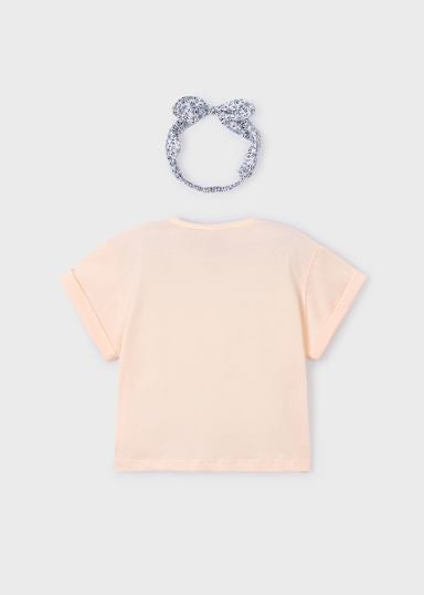 Mayoral Girls Peach T-Shirt With Headband 3010