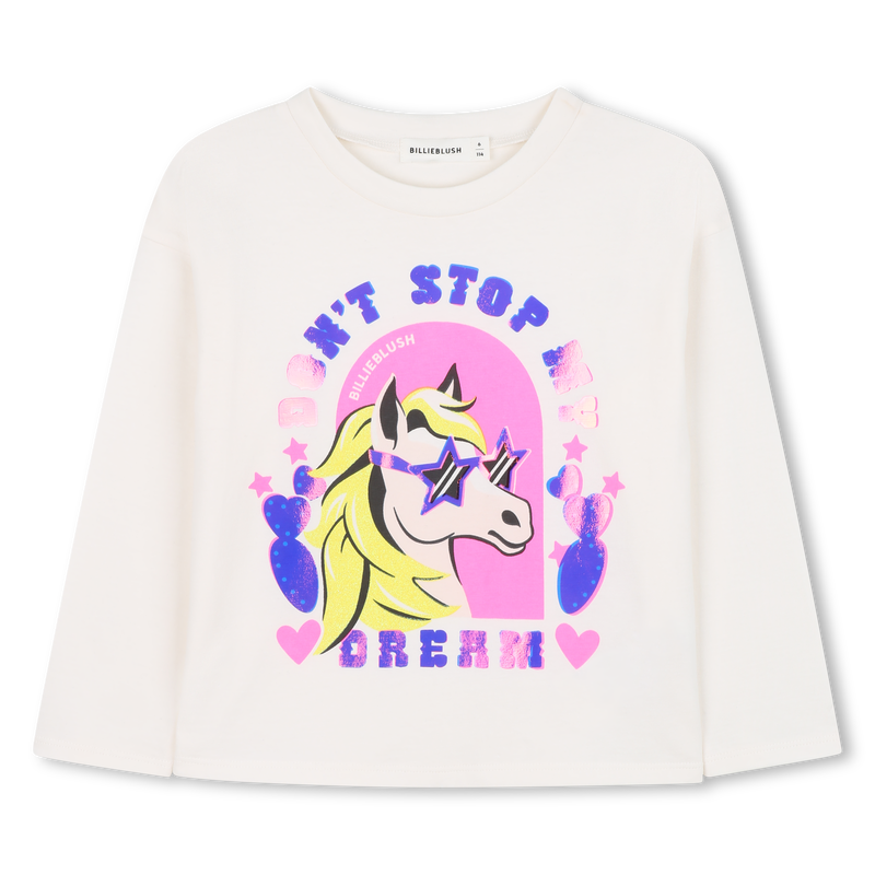 Billieblush Girls Ivory Long Sleeve Foil Print Top ZU21423