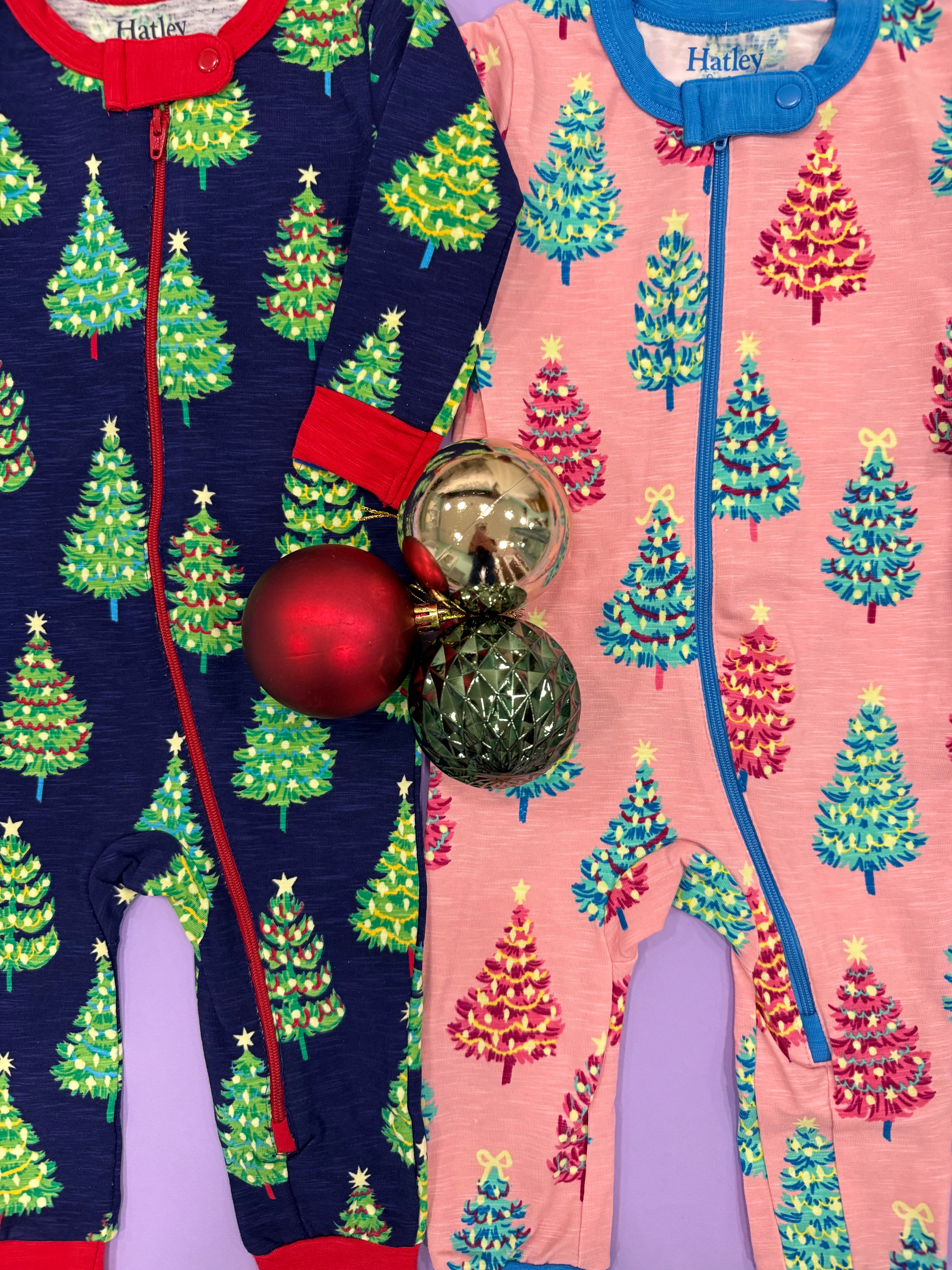 Hatley Baby Boy Navy with Green Christmas Tree Sleepsuit