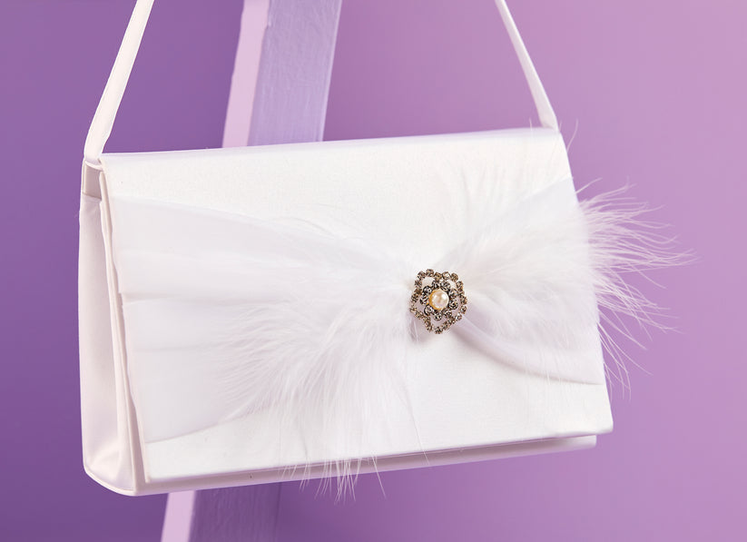 Petunia Feather White Communion Bag