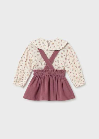 Mayoral Younger Girl Mauve Pinafore and Floral Blouse Set