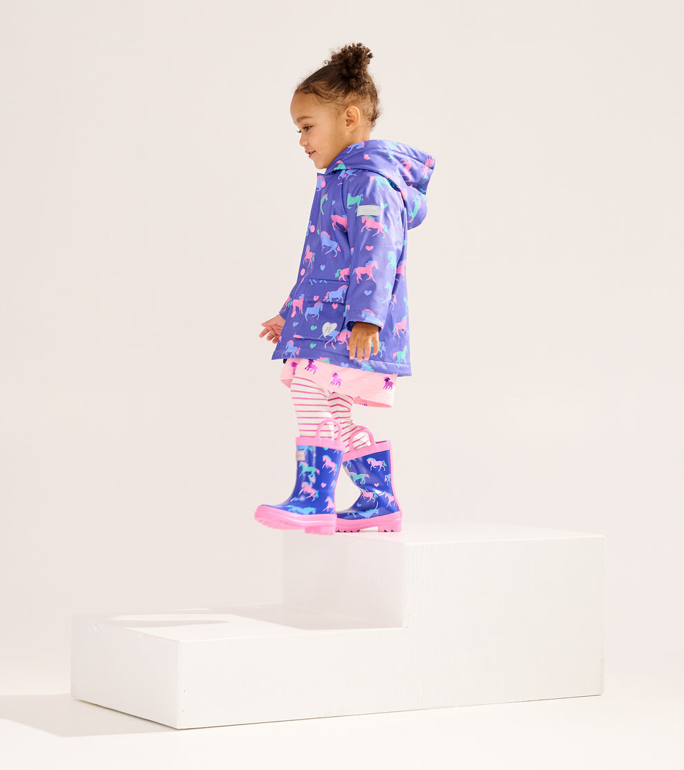 Hatley Younger Girls Purple Horse Raincoat