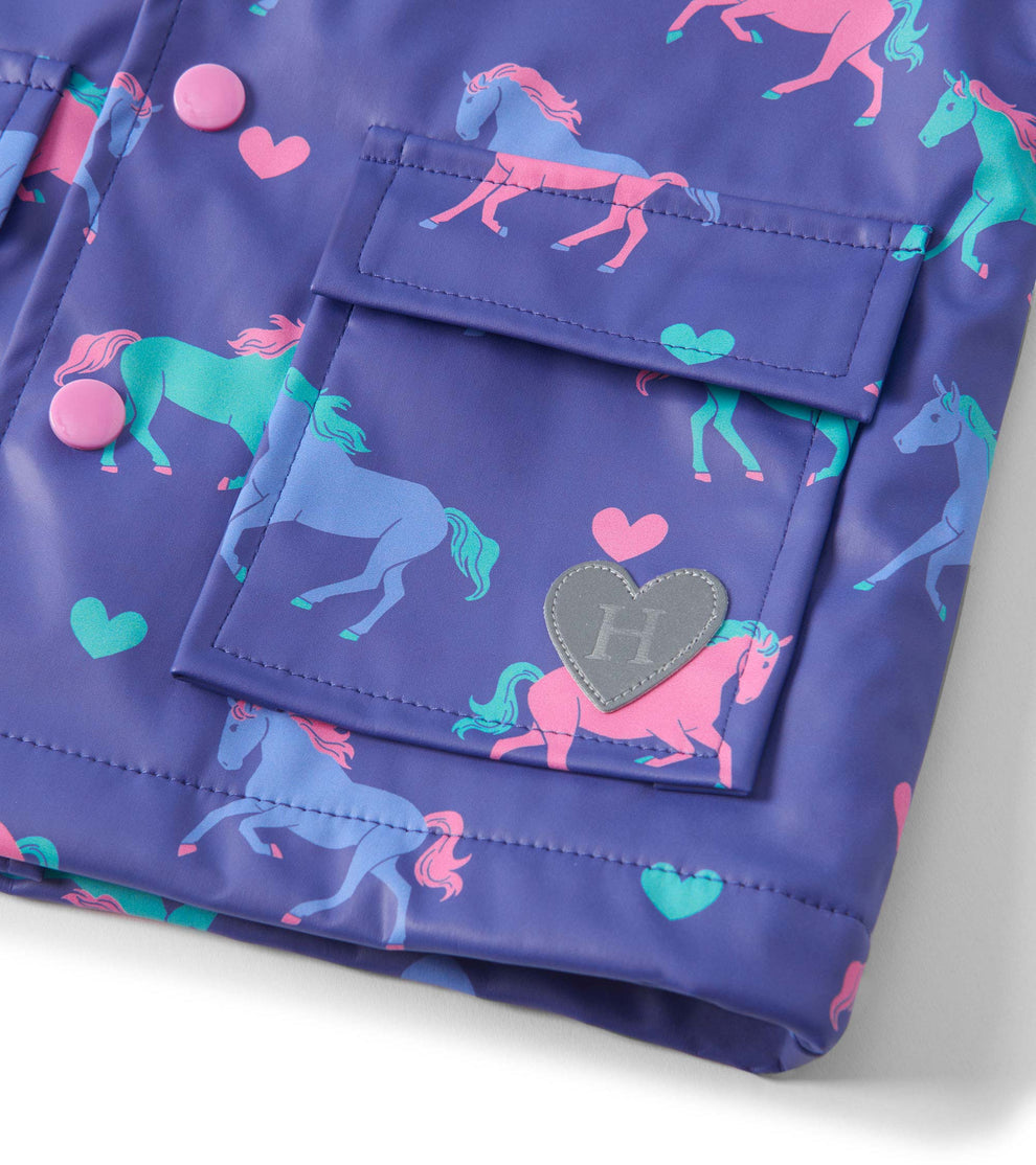 Hatley Younger Girls Purple Horse Raincoat
