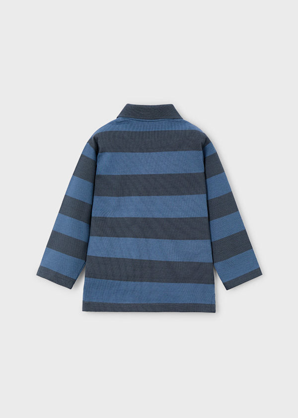 Mayoral Boys Steel Stripe Long Sleeve Polo