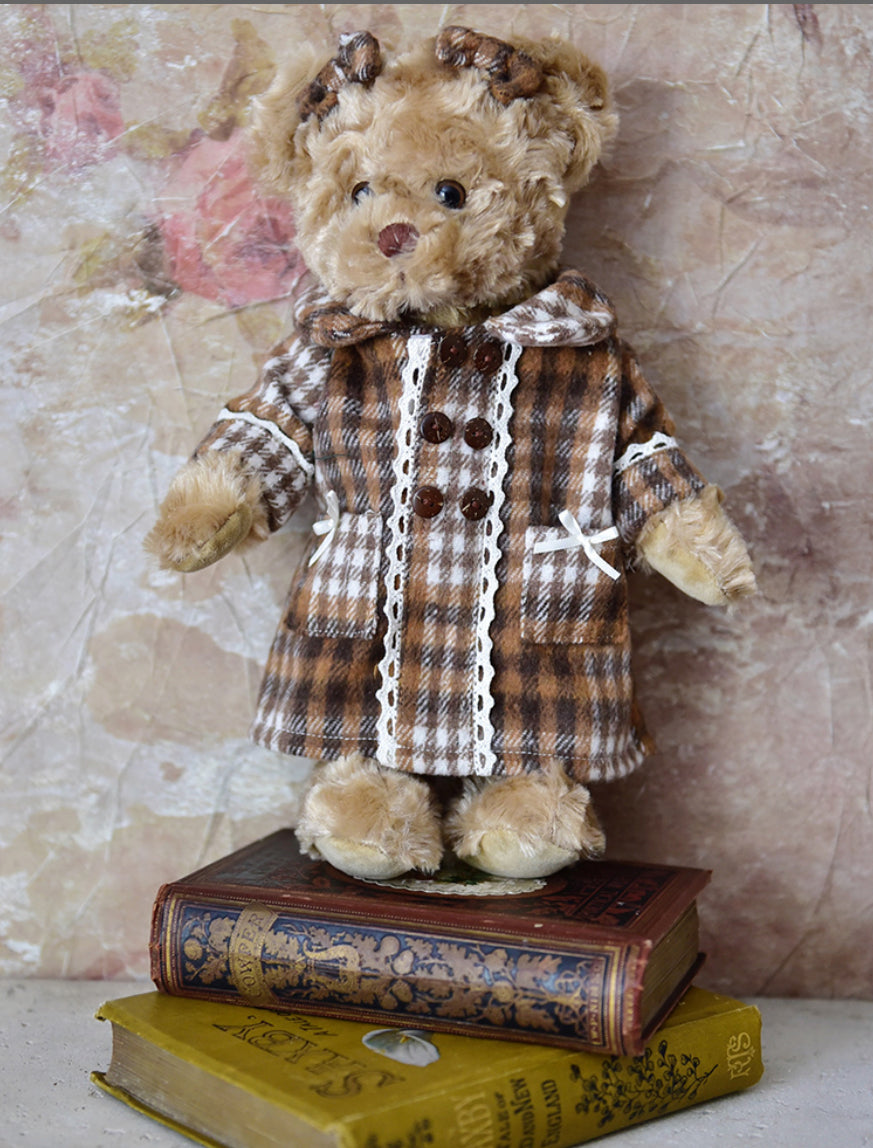 Teddy Bear Girl with Tweed Coat Dress