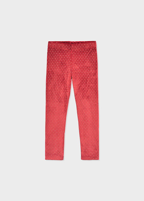 Mayoral Girls Cherry Sparkly Velvet Leggings