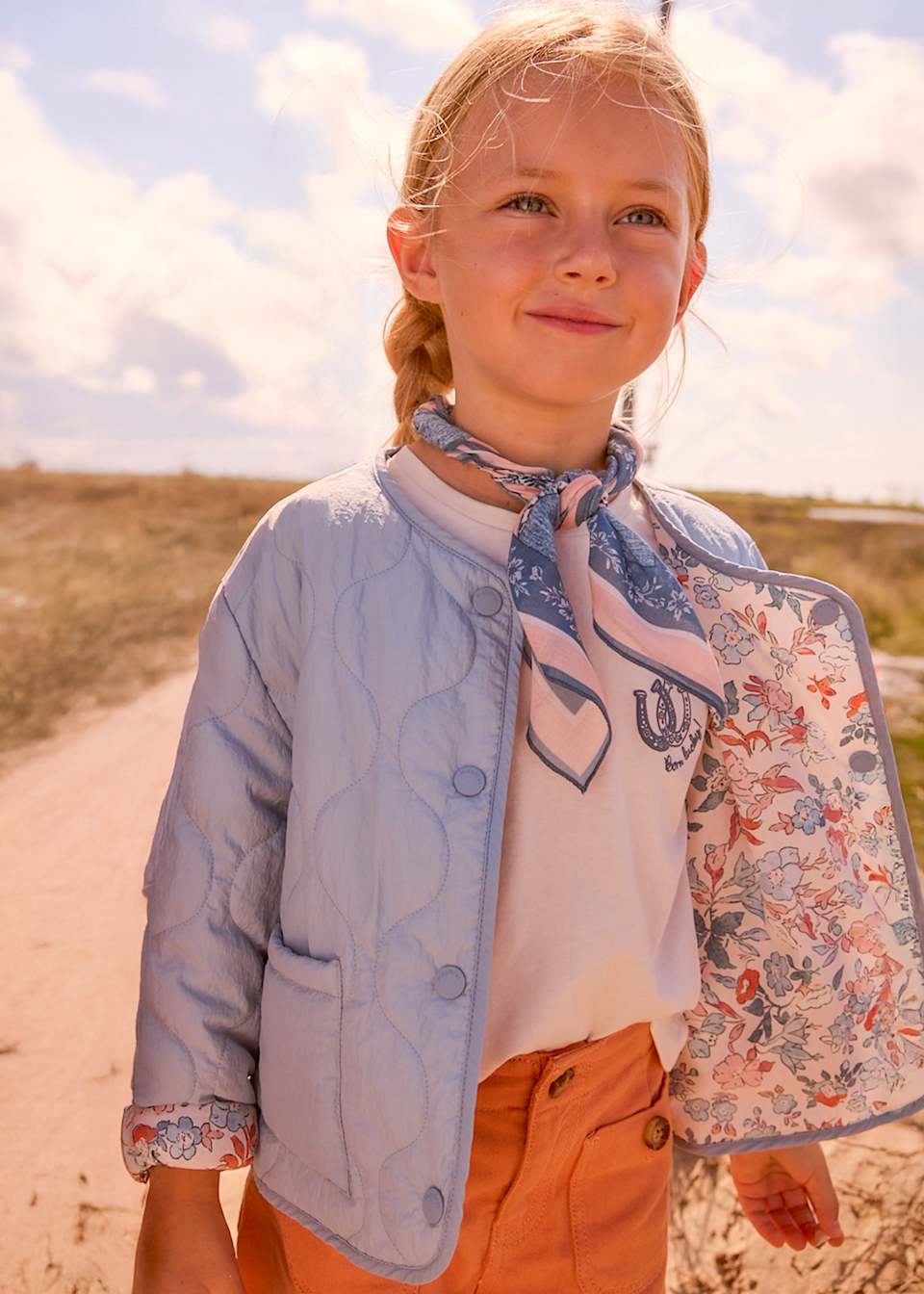 Mayoral Girls Blue Reversible Quilted Jacket 3452