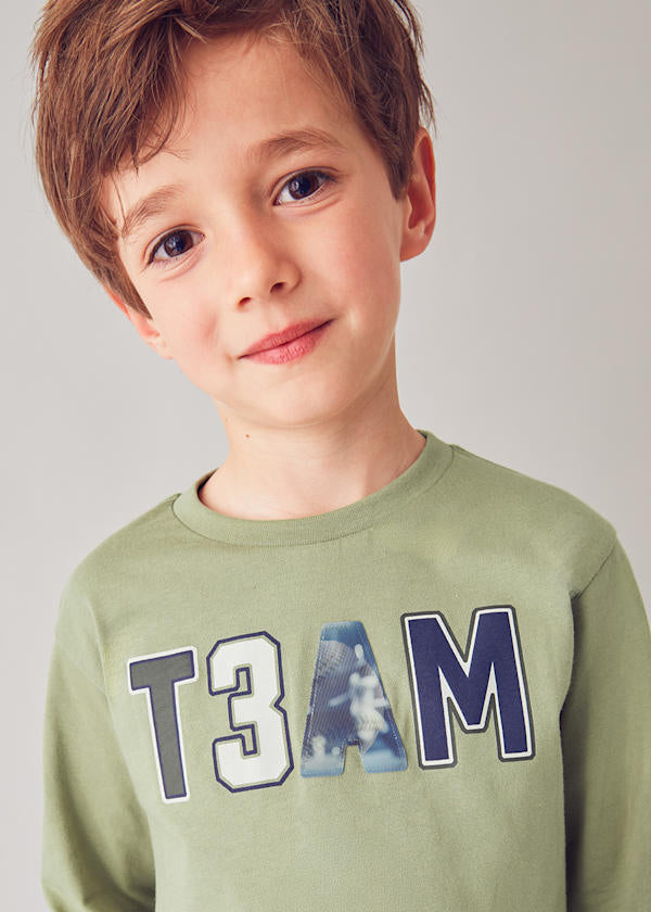 Mayoral Boys Long Sleeve Green Team Top