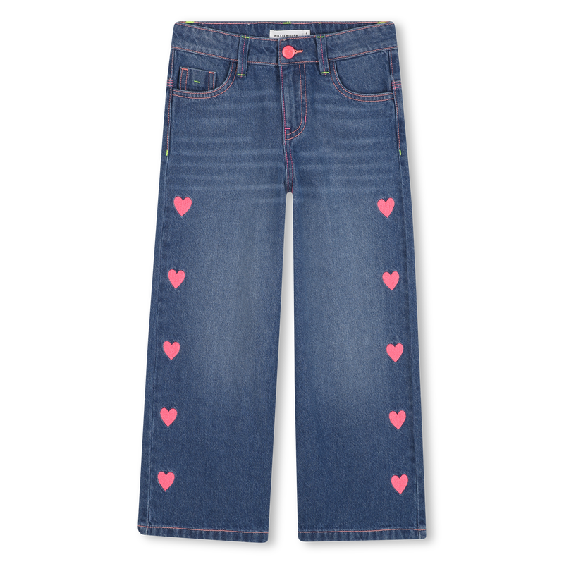 Billieblush Girls Denim Heart Wide Leg Jeans