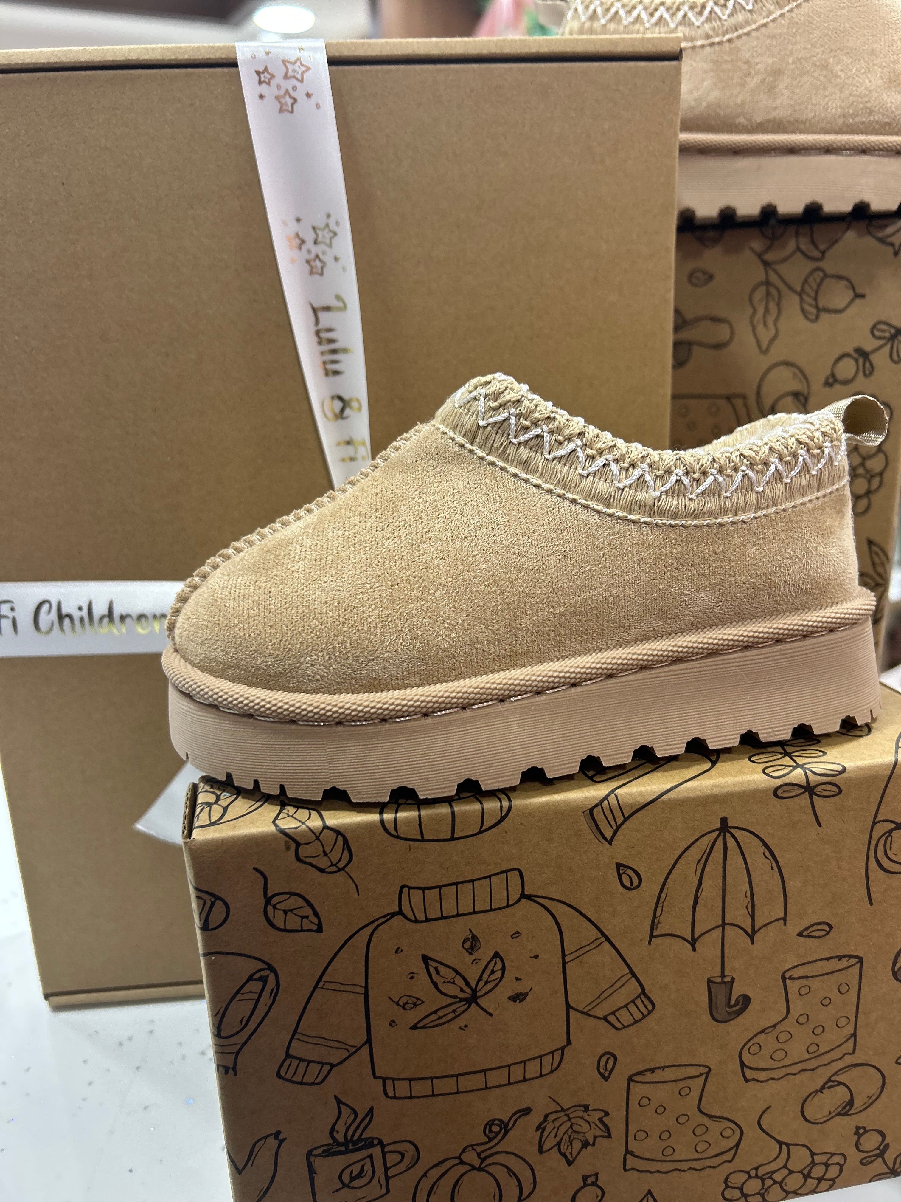 Girls Beige Stitched Ankle Boots