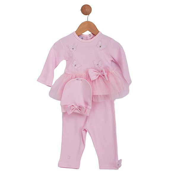 Baby Girl Pink 3 Piece Butterfly Outfit Set