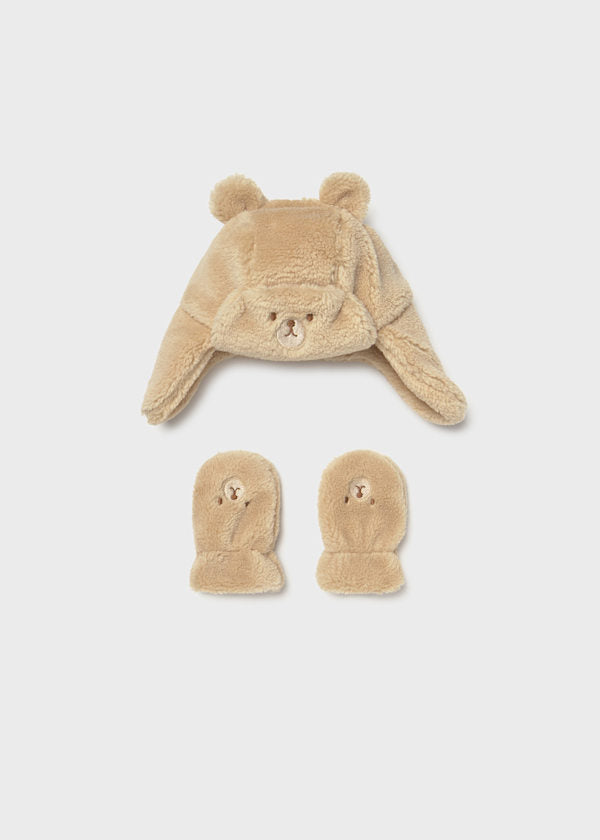 Mayoral Unisex Baby Bear Hat and Mittens Set