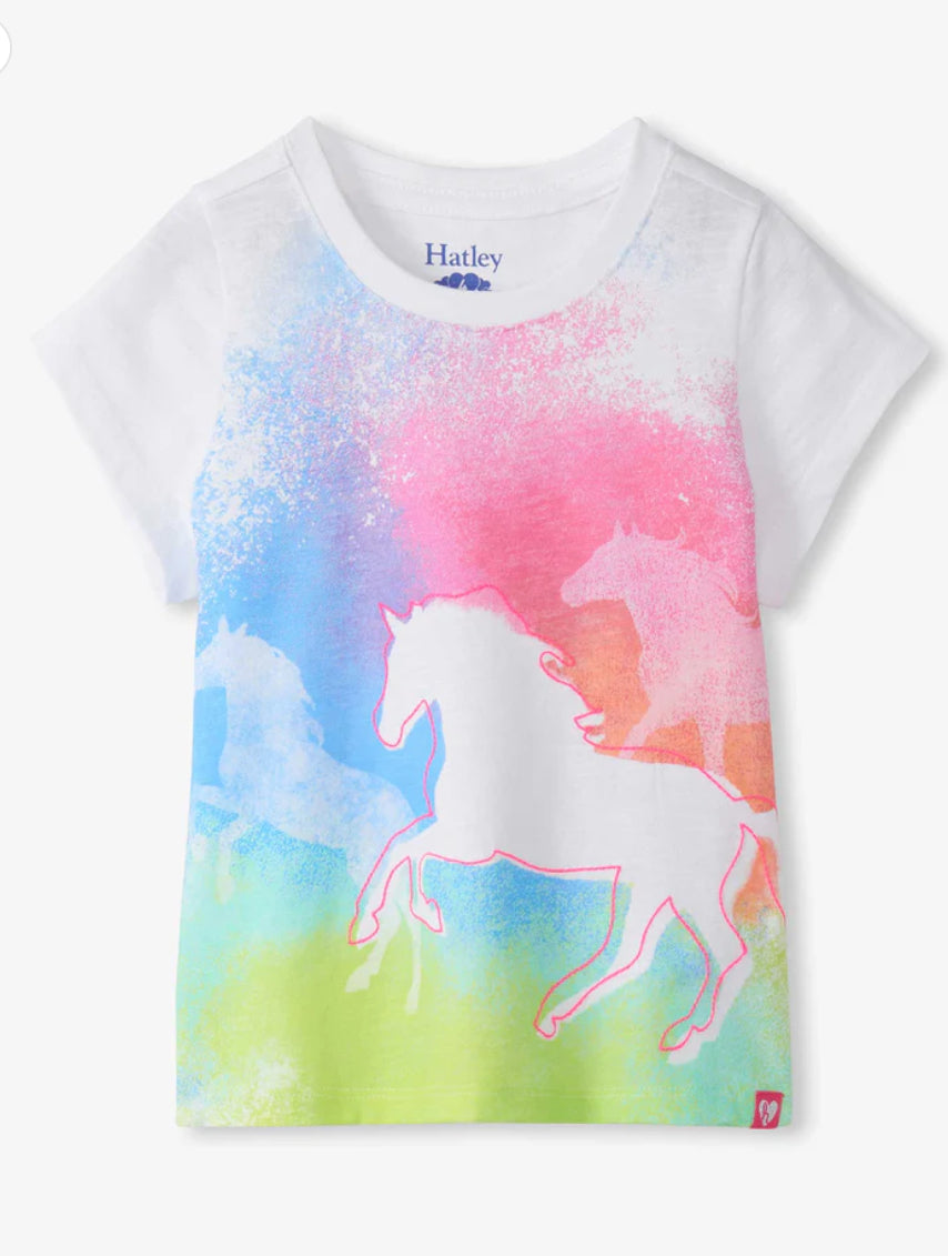 Hatley Girls Running Horses Graphic Tee