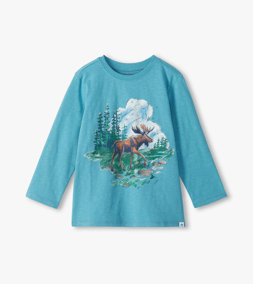 Hatley Boys Blue Moose Sleeve Top