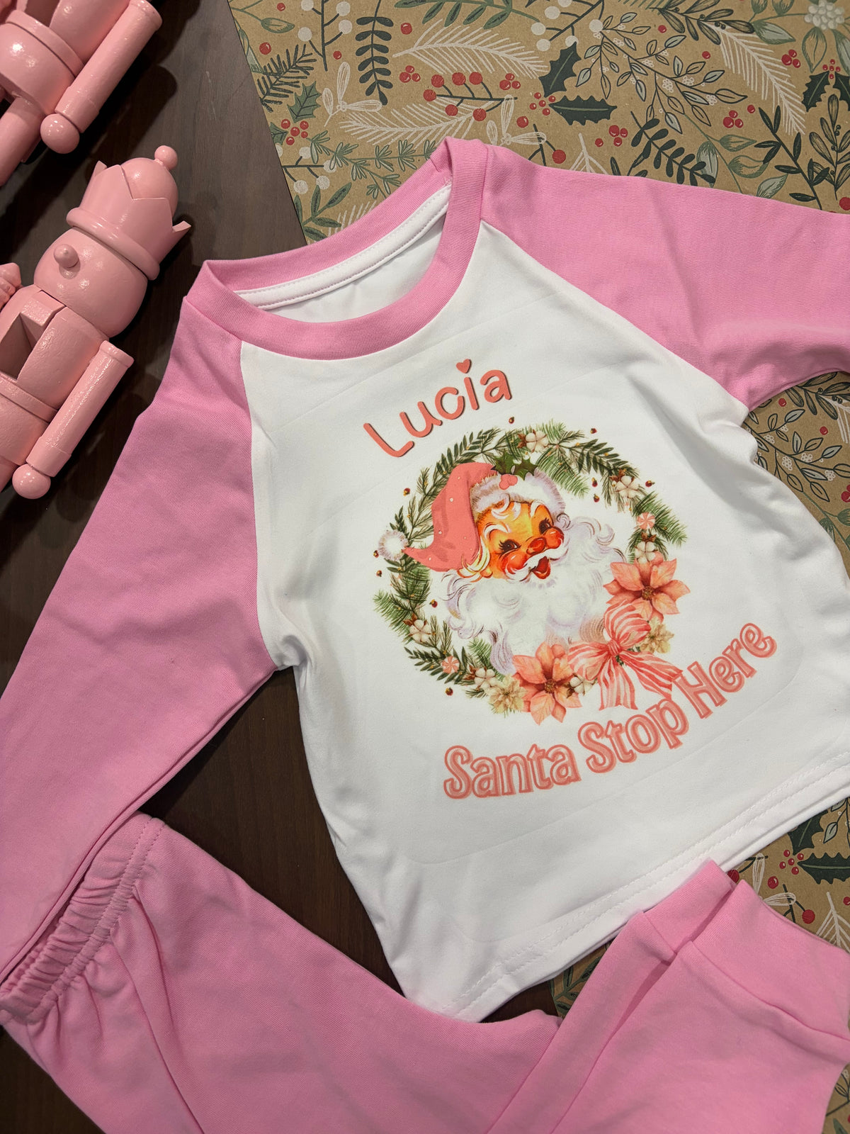 Personalised Pink Christmas Pyjamas