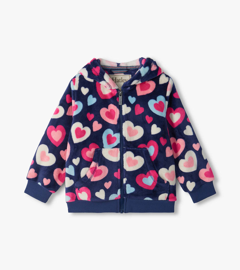 Hatley Girls Navy Hearts Fleece