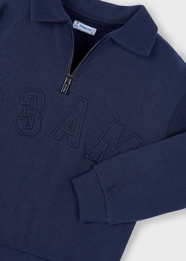 Mayoral Boys Half Zip Navy Sweater