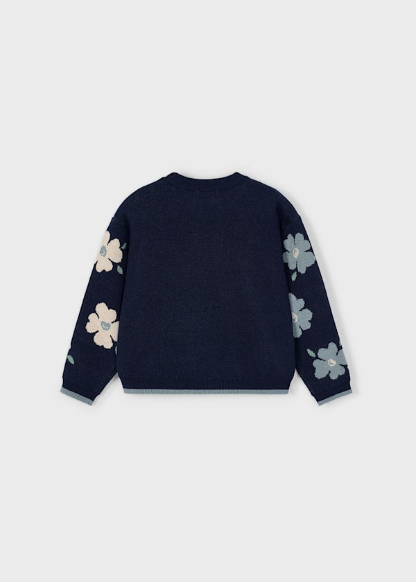 Mayoral Girls Navy Flower Knit Sweater