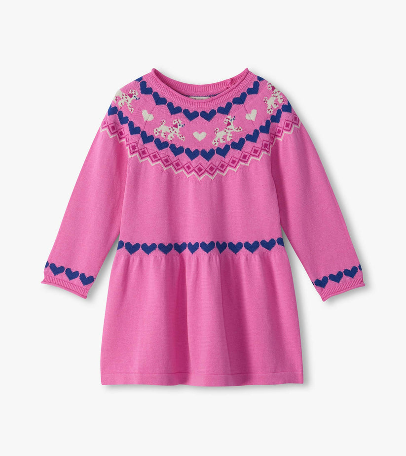 Hatley Younger Girls Pink Pups Knit Dress