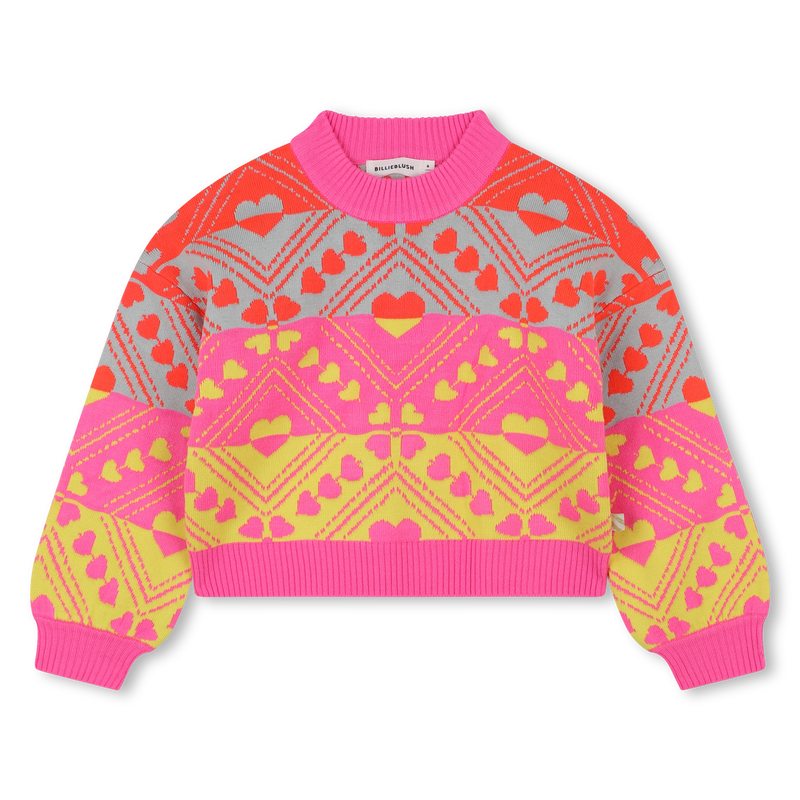 Billieblush Girls Heart Pattern Knit Sweater