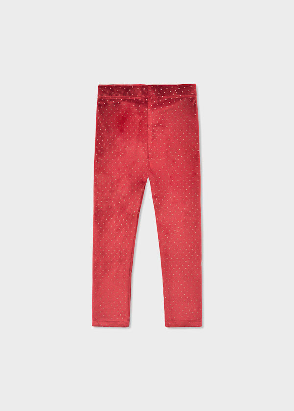 Mayoral Girls Cherry Sparkly Velvet Leggings