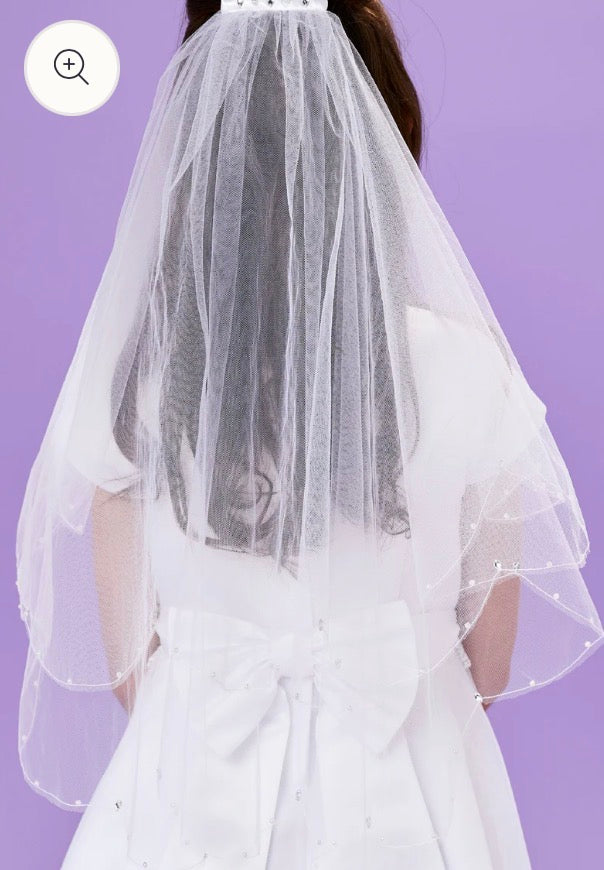 White Communion Veil- Enya 52cm