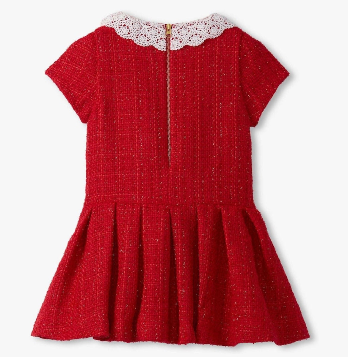 Hatley Sparkle Boucle Pleated Lace Collar Dress