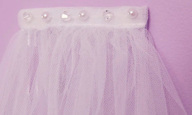 White Communion Pearl Veil- Celine