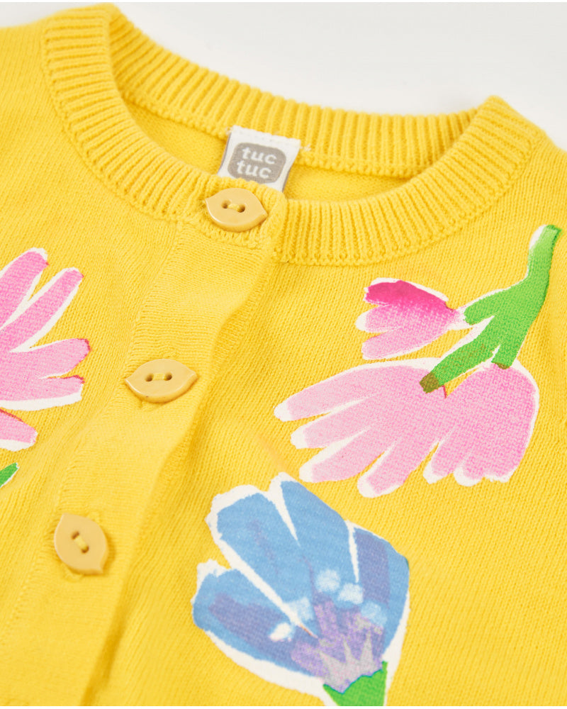 Tuc Tuc Girls Yellow Floral Cardigan