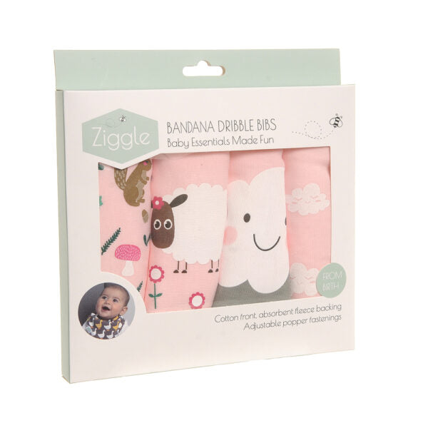 Ziggle Bibs “Cuddly Pinks” 4 Pack