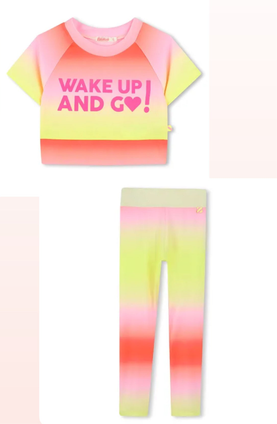 Billieblush Girls Ombre Active Wear Set; Crop Top and Leggings