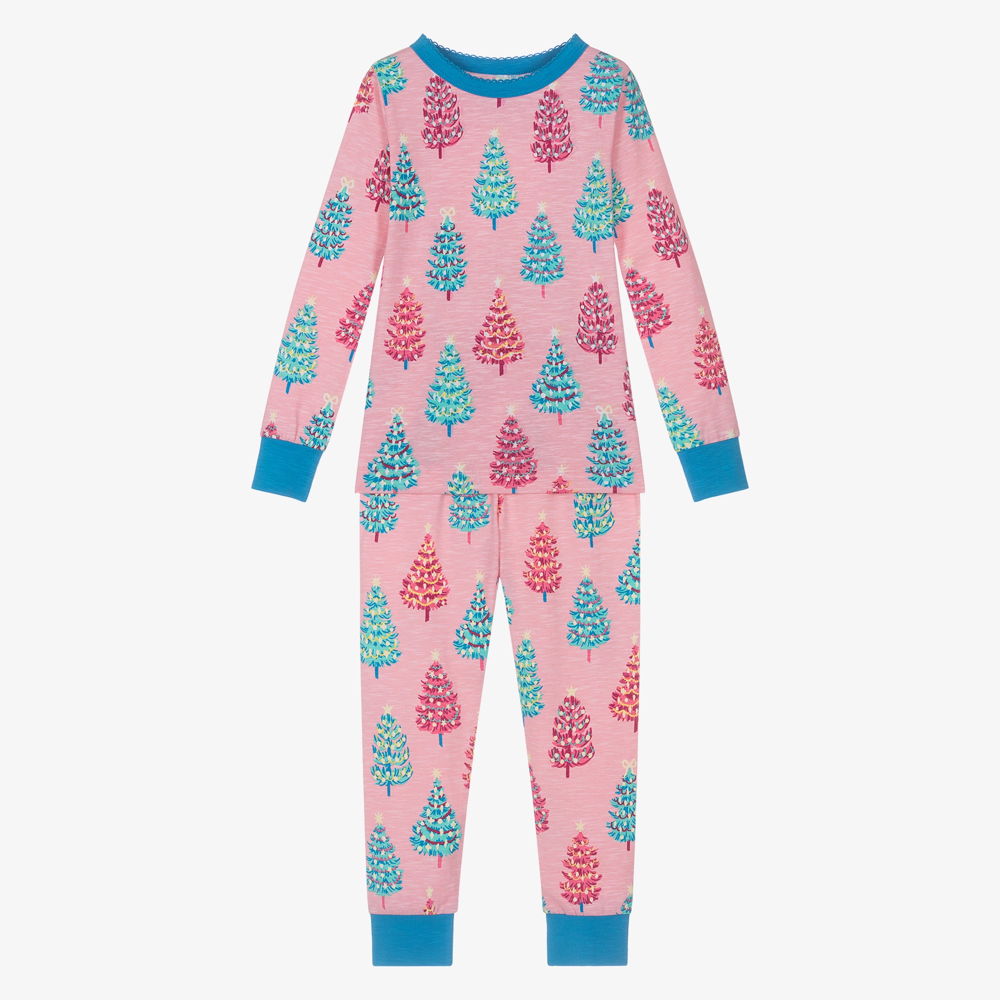 Hatley Girls Pink Glow In The Dark Christmas Tree Pyjamas.