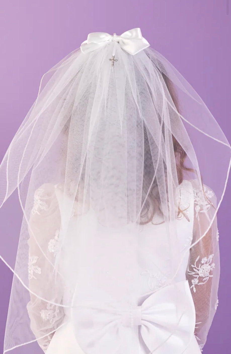 White Communion Cross Veil- Pippa