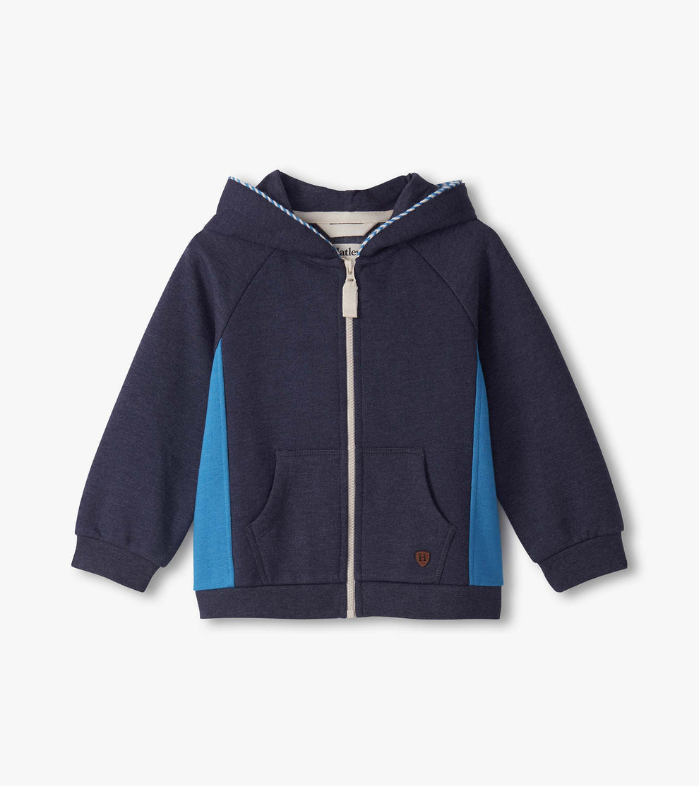 Hatley Younger Boys Navy and Blue Zip Hoodie