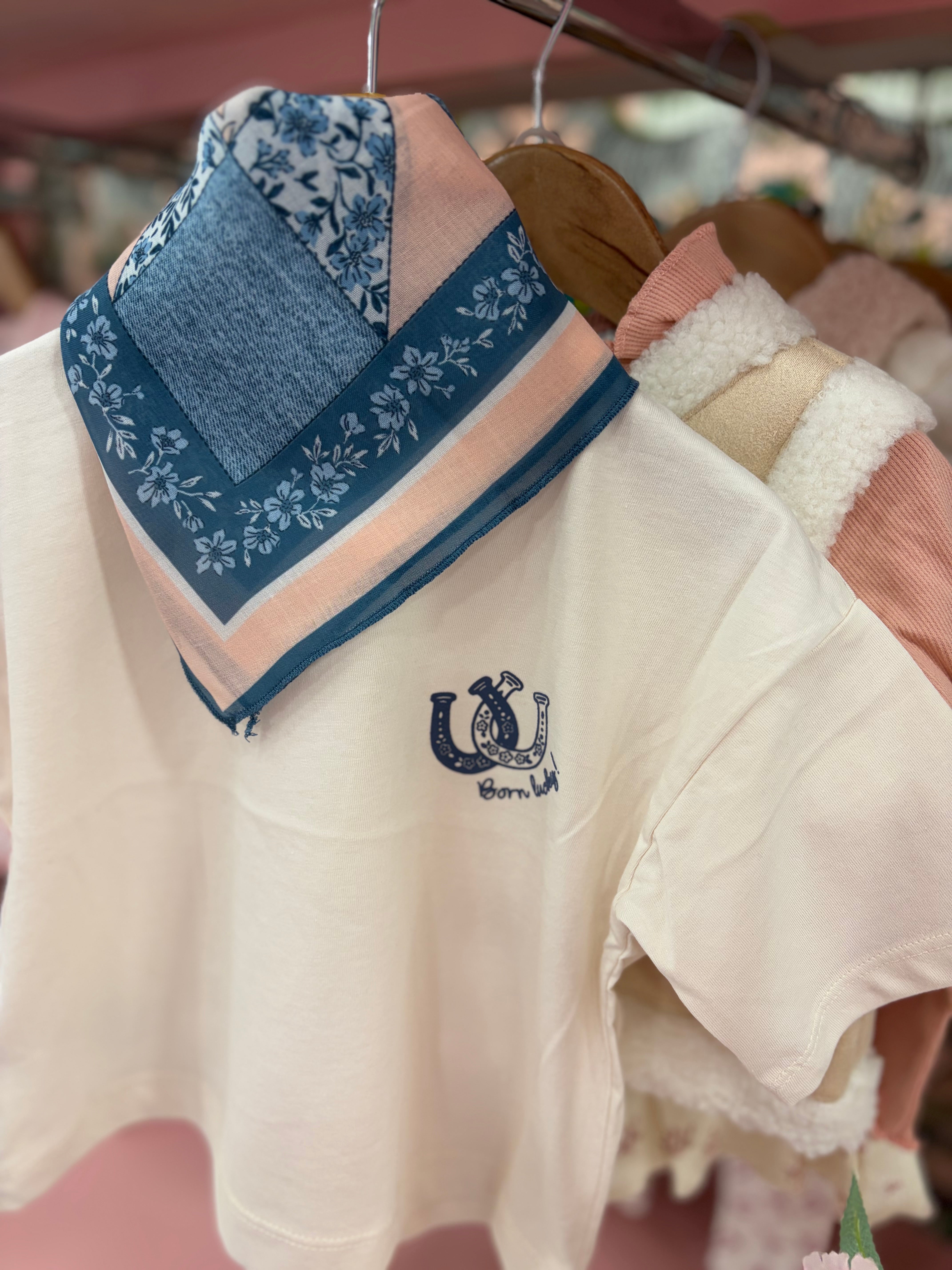 Mayoral Girls Peach Short Sleeved T-Shirt and Scarf Set 3009