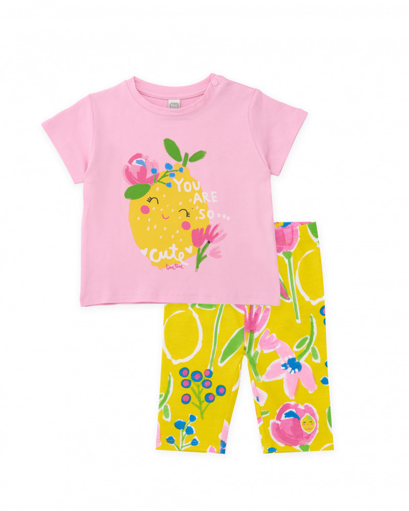 Tuc Tuc Girls Lemon and Pink Legging Set