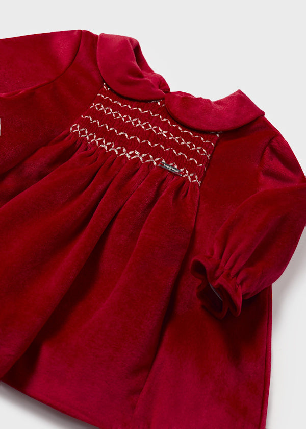 Mayoral Baby Girl Red Velour Smock Dress