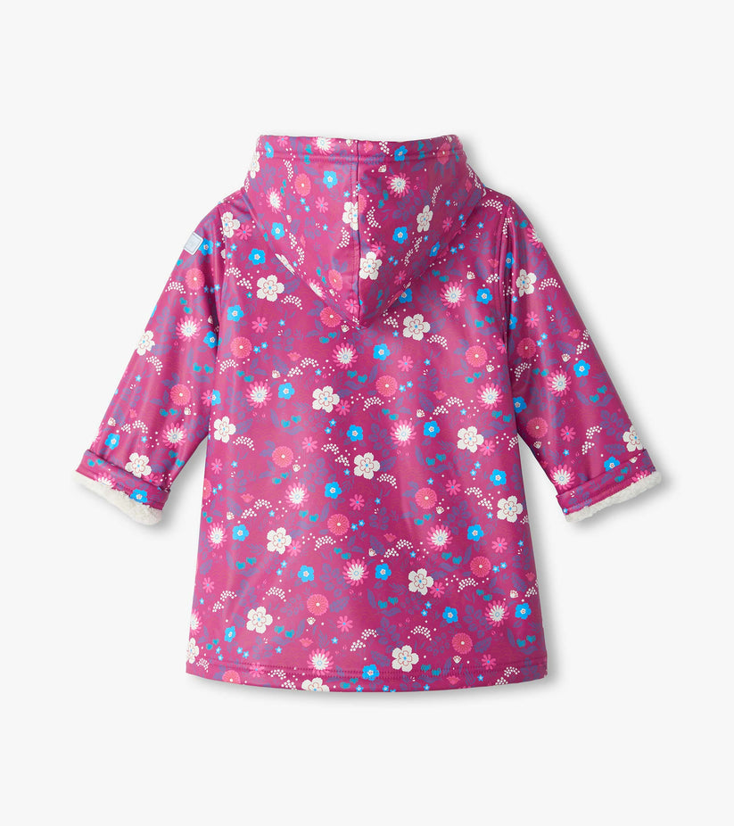 Hatley Girls Sherpa Lined Floral Raincoat