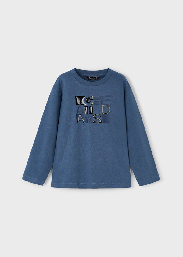 Mayoral Boys Long Sleeve Steele Blue Top