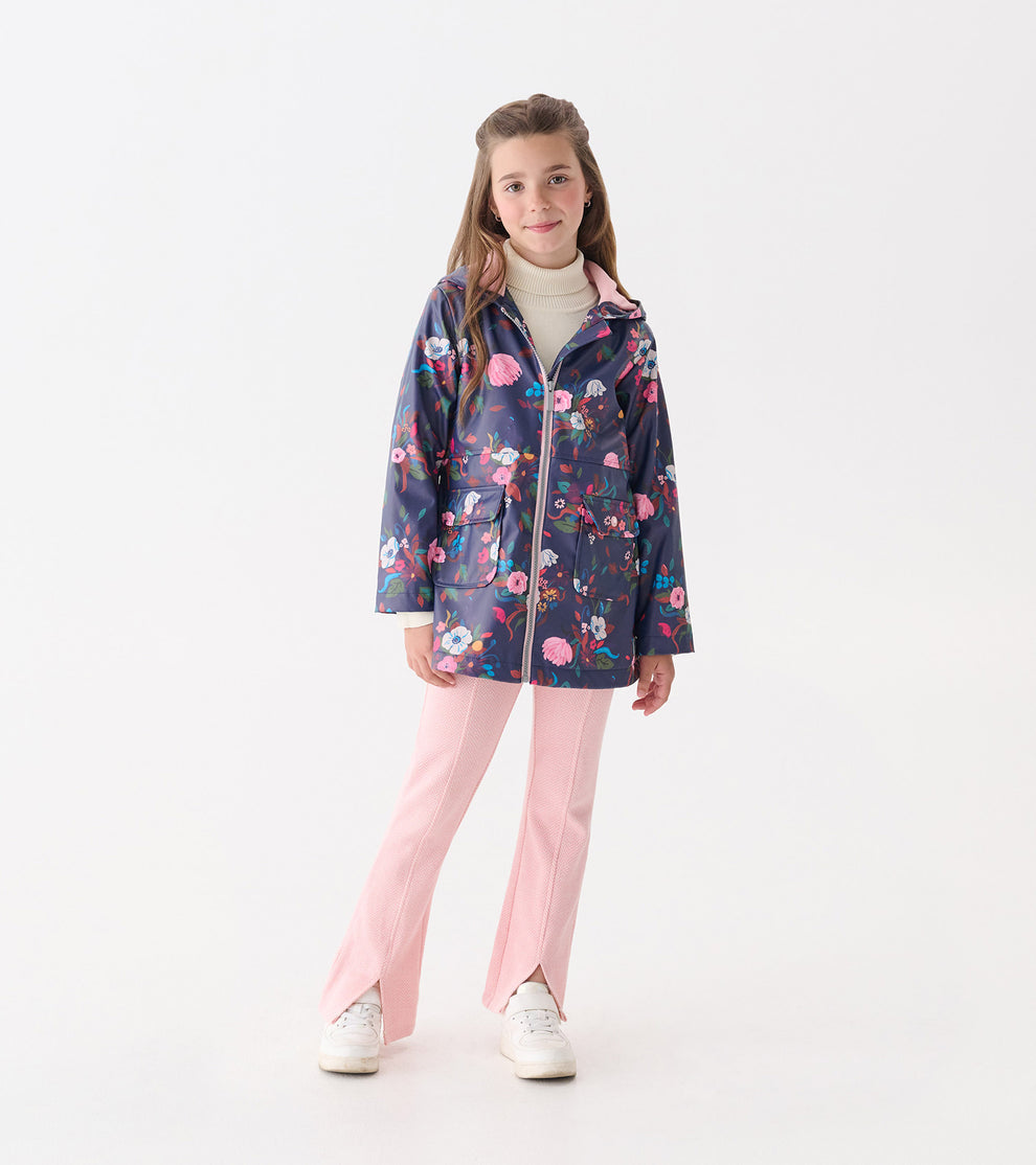 Hatley Girls Navy Floral Coat