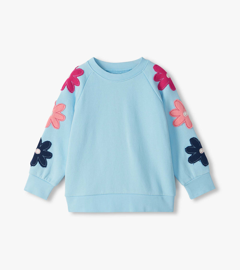 Hatley Girls Cool Blue Floral Sweater